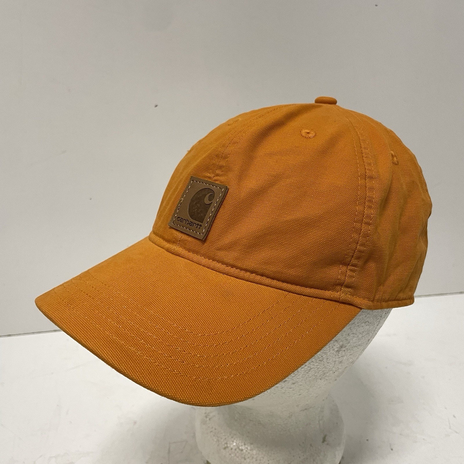 Carhartt Odessa Hat Leather Logo Canvas Odessa Cap Orange Duck Strapback